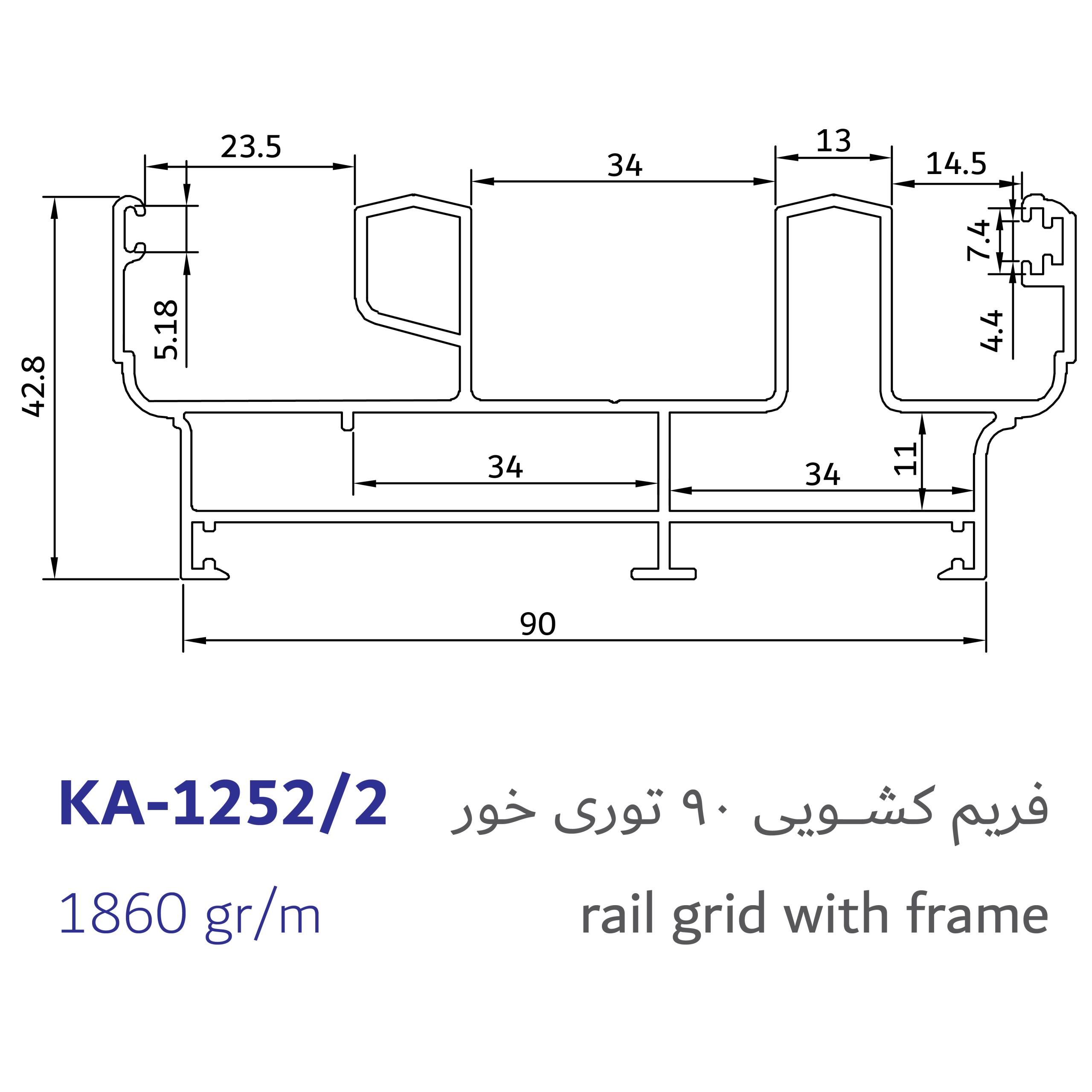 6-rail grid with frame