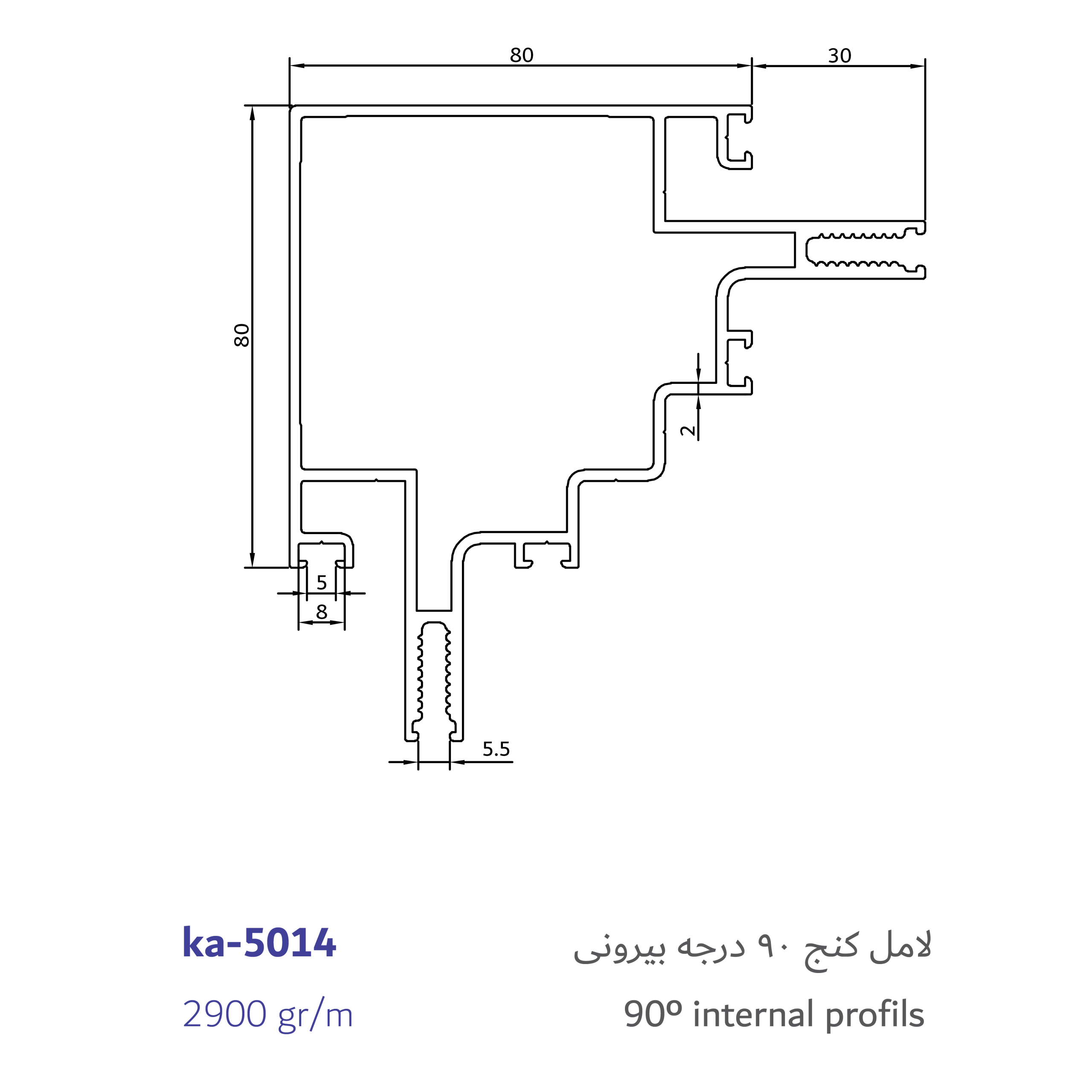 90˚ internal profils
